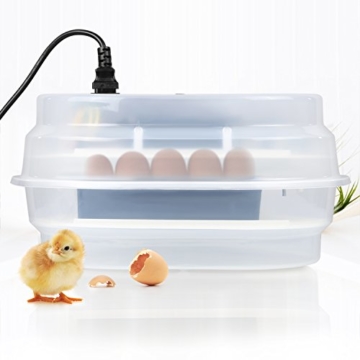 Amzdeal Inkubator, Vollautomatische Brutmaschine, Motorbrüter Hühner, Brutapparat mit LED Temperaturanzeige und Präzieser Temperaturfühler, Temperatur und Feuchtigkeitsregulierung, für 9-12 Hühnereier - 6