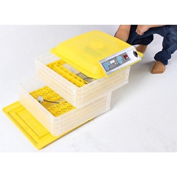 Borsten und Federn Geflügel Kit Brutmaschine Digitale Automatische 96 Eier + Zubehör – 55 x 54 x 35 cm – Gelb - 2