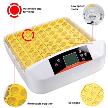 Edited Vollautomatisch Inkubator Brutautomat Digital Brutmaschine Brutkasten Hühner Brutzubehör Flächenbrüter Inkubator Zubehör (56 Eier) - 4
