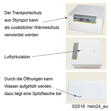 Helo Inkubator Brutmaschine EW-48 mit Zeitschaltuhr, automatische Wendefunktion, Temperaturregler und Temperaturalarm - 6