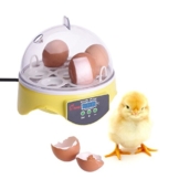 Mini Motorbrüter Inkubator, HimanJie Vollautomatische Brutmaschine, Motorbrüter Hühner, Brutapparat mit LED Temperaturanzeige und Temperaturfühler, für 7 Hühnereier (Weiß-1) - 1
