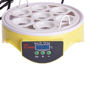 Mini Motorbrüter Inkubator, HimanJie Vollautomatische Brutmaschine, Motorbrüter Hühner, Brutapparat mit LED Temperaturanzeige und Temperaturfühler, für 7 Hühnereier (Weiß-1) - 3