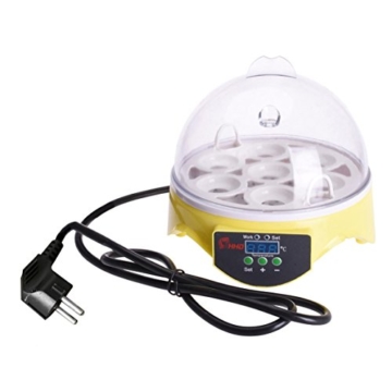 Mini Motorbrüter Inkubator, HimanJie Vollautomatische Brutmaschine, Motorbrüter Hühner, Brutapparat mit LED Temperaturanzeige und Temperaturfühler, für 7 Hühnereier (Weiß-1) - 4