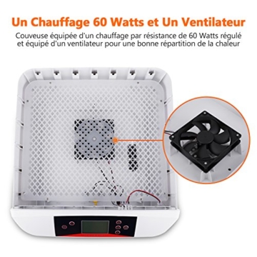 Sailnovo Brutmaschine, Inkubator, Eier, automatisch, 56 Eier, Intelligent, Digital, Inkubationsgerät, Schlüpfen von Küken, Brutmaschine (FBA) - 3